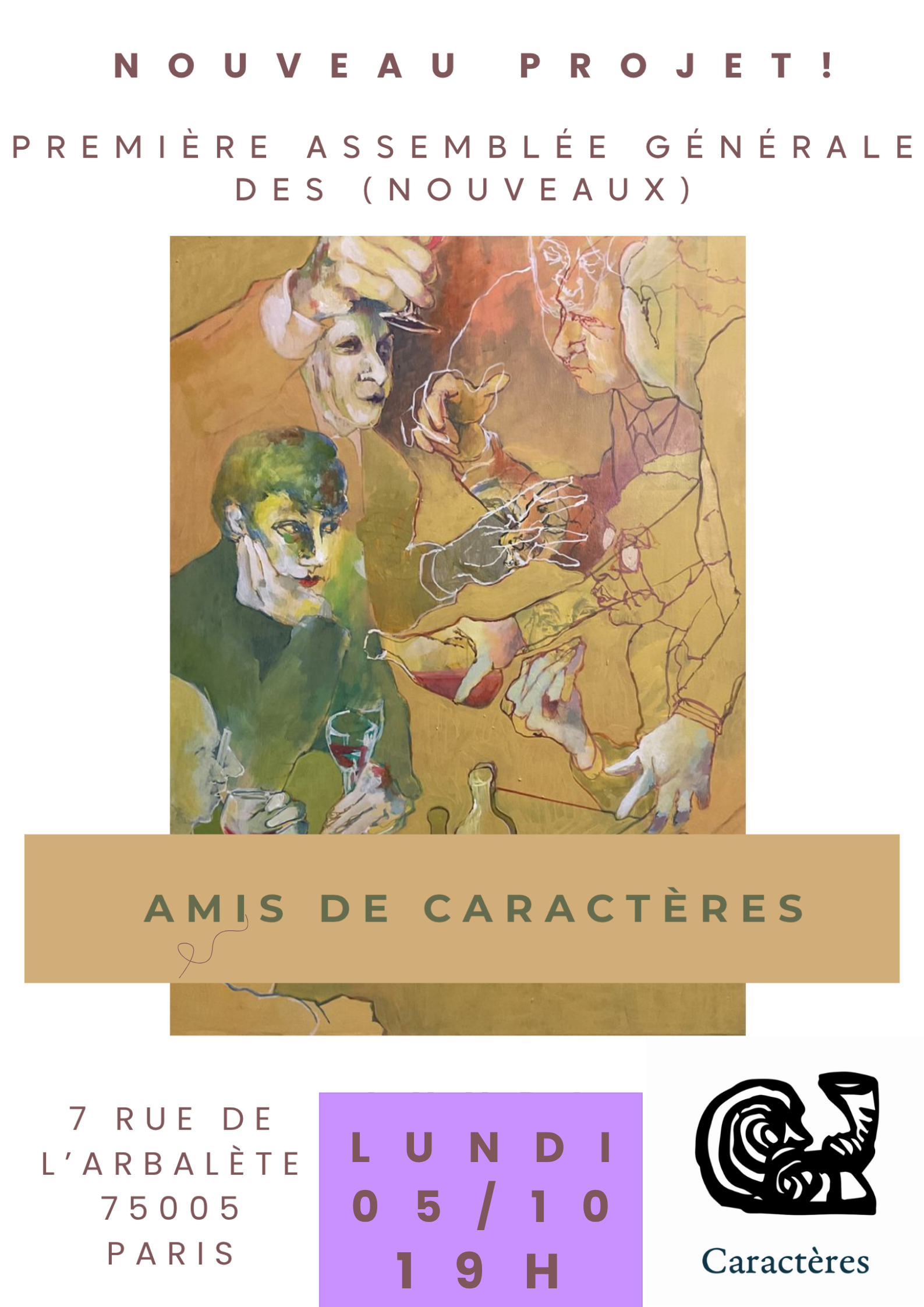 Affiche — Première réunion des (nouveaux) Amis de Caractères !